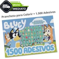 Livro Bluey Prancheta para Colorir + 1.500 Adesivos: Aventura e Criatividade para os Pequenos!