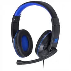 FONE HEADSET GAMER VX GAMING V BLADE II P2 ESTEREO COM MICROFONE RETRATIL E AJUSTE DE HASTE - PRETO COM AZUL
