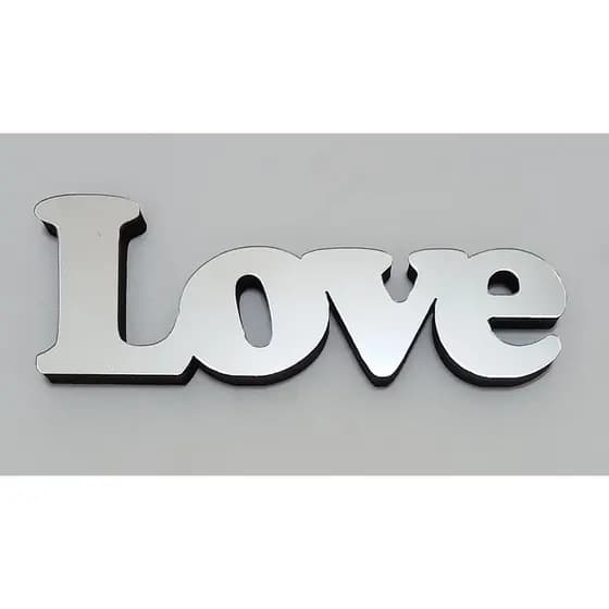 Palavra em MDF Espelhado LOVE com 6 x 17.5 cm Palavra Decorativa Love fica em Pé