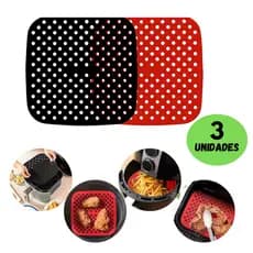 Suporte Tapete de Silicone Para Air Fryer e Forno Eletrico para Assar Não Gruda Kit 3 Unidades Descanso de Panela