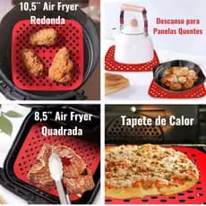 Tapete Suporte Antiaderente Silicone Forro Protetor Para Air Fryers Fritadeira Para Cozimento Não Gruda Descanso Panela