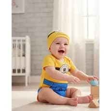 Bori Body Bodie para Bebê Minions + Touca Minions Body Macacão para Bebẽs Mesversário Fantasia Fotos