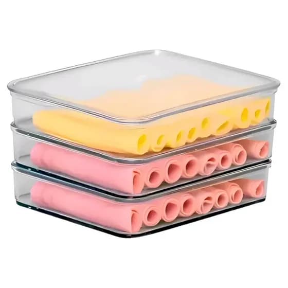 Porta Frios Ou Porta Treco Com tampa 3 Divisórias Organizador de cozinha Porta Frios Acrilico