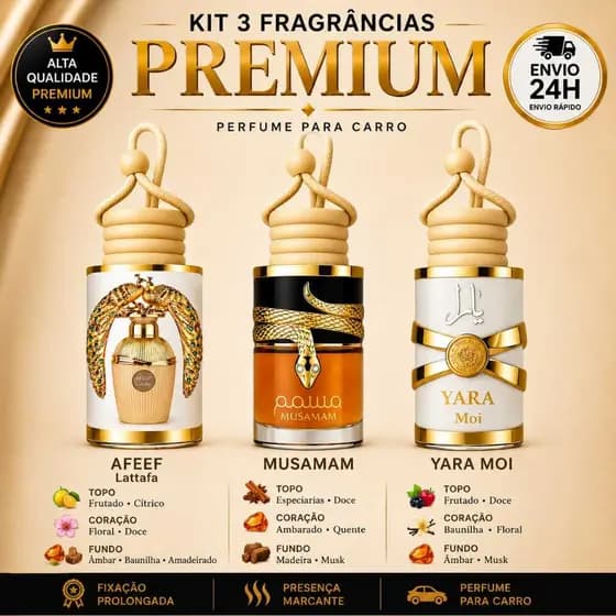 Cheirinho Árabe Feminino para Carro Aromatizador Perfume Ideal Uber
