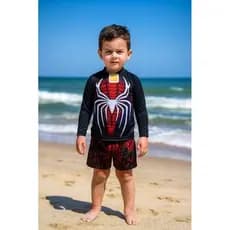 Kit Sunga + Blusa Proteção Solar Infantil Uv50 Homem Aranha