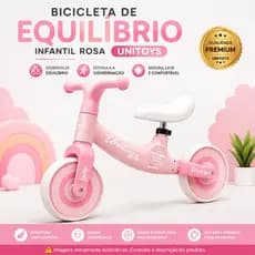 Bicicleta de Equilíbrio Infantil Rosa Sem Pedal UNITOYS Coordenação Motora Aprendizado Infantil