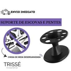 Suporte de Escovas e Pentes Tesoura Trissé Organização Profissional de Bancada Cabelo Porta Escova