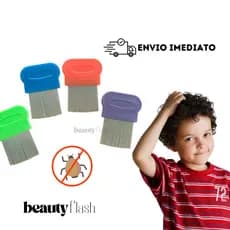 Pente Fino Aço Inox para Remoção de Piolhos e Lêndeas Compacto Beauty Flash Cerdas Arredondadas