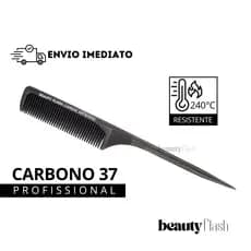 Pente Profissional Carbono 240ºC Antiestático Beauty Flash Cerdas Grossas e Cabo Ponta Fina