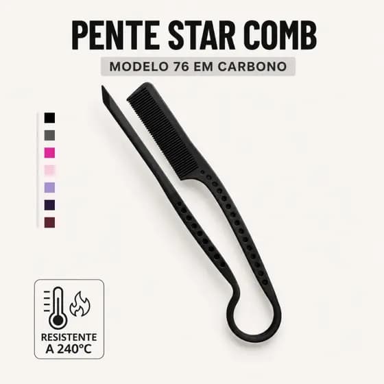 Pente Auxiliar de Prancha e Chapinha Star Comb Beauty Flash Para Cabelereiras Salão