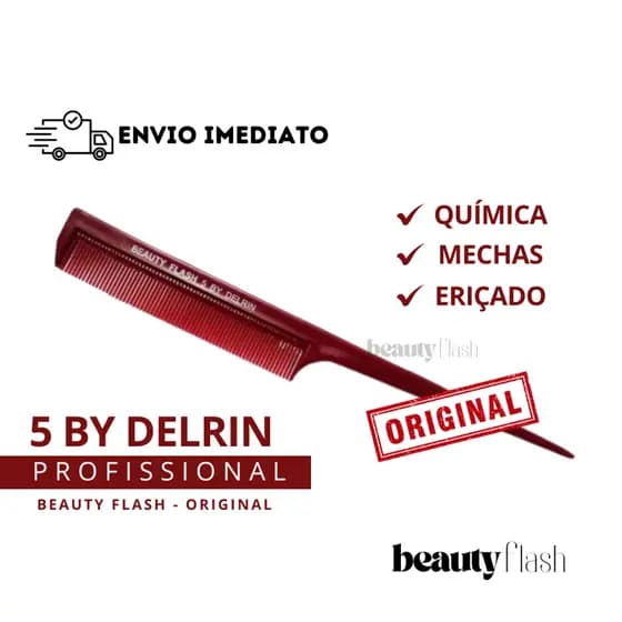 Pente Profissional para Química Mechas Eriçado 5by Delrin Para Cabelos Com Ponta Fina