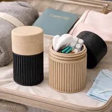 Estojo Organizador Compacto Portátil para Viagem | Porta Cotonete, Algodão e Pequenos Objetos