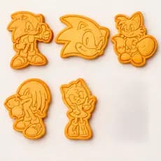 Kit 5 Cortadores de Biscoito Infantil Sonic Cortador Bolacha Massinha Pasta Americana