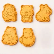 Kit 5 Cortadores de Biscoito Infantil Capivara 6cm Cortador Bolacha Massinha Pasta Americana