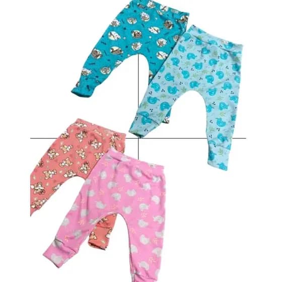 Kit 2 Calças Mijão Saruel Bebê Malha Ribana Estampada Menina Menino