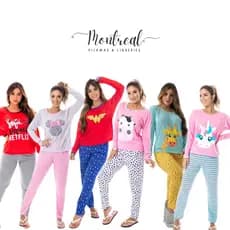 Pijama Feminino Manga Comprida / Pijama de Inverno / Pijama Longo Personagens