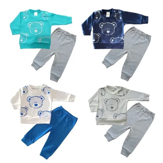 Conjunto agasalho bebê menino calça blusa suedine
