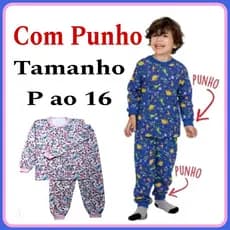 Pijama com Punho  Manga Longa Infantil Bebê Menino e Menina Malha 100% Algodão Mafessoni