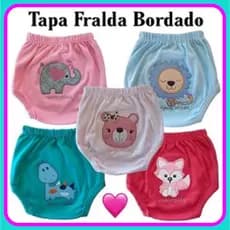 Tapa Fralda bebê Bordado Menina e Menino 100% algodão