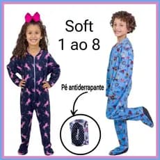 Macacão Soft Flanelado com zíper e pé antiderrapante pijama inverno Masculino e Feminino