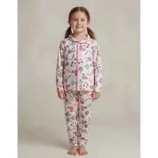 Pijama Americano Manga Longa e Calça  Infantil Feminino 1 ao 16