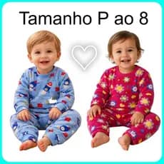 Conjunto Pijama Fleece Peluciado Bebê Infantil Macio