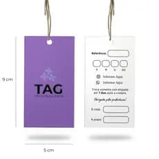 50 TAG Etiqueta para roupas Frente e Verso Personalizada LOGO ou ARTE