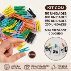 Mini Pregador de Madeira 2,5cm para TAG Cartão Foto Mural 50 100 150 ou 200 Unidades