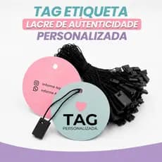 100 Tag Personalizada para Roupas  e Acessorios Etiqueta Logo Marca impressão Frente e Verso com lacre