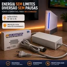 Fonte Wii Bivolt AC Adapter 12V 3.7A Compatível Nintendo Wii Pronta Entrega