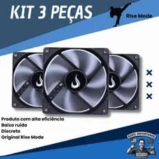 🚀✨ Fan Ventilador para Gabinete 120mm Rise Mode Original 🖤 Kit 3 Unidades 🔧 Silencioso Alto Fluxo ⚡🌪️