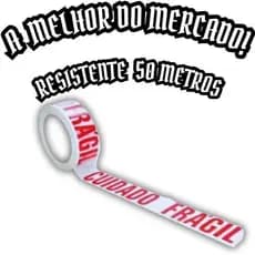📦⚠️ Fita Adesiva Cuidado Fragil 48mm x 50m 🔴 Branca com Impressao Vermelha 🚚 Ideal para Encomendas e Mudancas