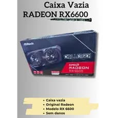 ✨📦 Caixa Vazia Original ASUS AMD Radeon RX 6600 Challenger 🎮🔥 💎 Item Colecionável • Excelente para Exposição
