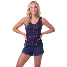 Short Doll Feminino Regata Com Short Confortável Para Dormir E Ficar Em Casa Leve Macio Verão Casual