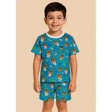 Pijama Infantil Masculino Curto Manga Curta Com Short Confortável Para Dormir E Usar Casa Leve Macio