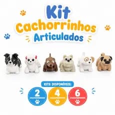 Kit Mini Cachorros Articulados Flexíveis Petzitos Pug Poodle Dachshund Gato Fidget Toy Colecionável