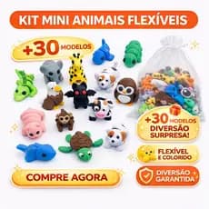 Kit Sortido - Mini Animais Flexíveis Articulados - Kit 6/12/16/24/32 unidades Bixinhos Chaveiro Fidget