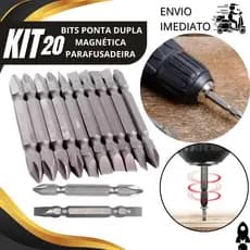 Kit 20/10 Bits Ponteira Dupla Aço Cromo Fenda e Philips Magnética Resistente para Parafusadeira