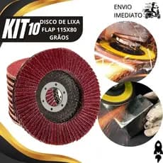 Kit 10/6/3 Disco Flap De Lixa 115x80 Grão 80 Uso Em Esmerilhadeira Para Metal Madeira E Inox