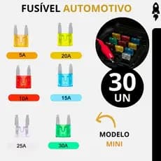 Fusíveis Automotivos Mini Lâmina 10 a 30 Unidades 5A 10A 15A 20A 25A 30A Universal Para Moto Carro