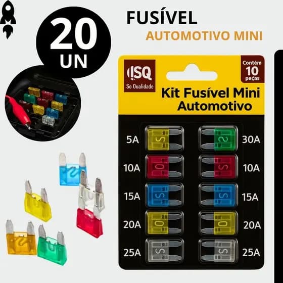 Fusíveis Automotivos Lâmina Mini Universal 10 a 20 Unidades Para Carro Moto e Caminhonete 5A a 30A