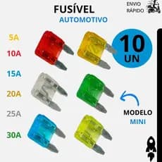 Fusível Automotivo Fusíveis Lâmina Mini 10 Peças Para Carro Moto e Caminhonete Universal 5A a 30A