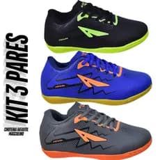 KIT 3 Pares Chuteira Masculino Infantil Salão Futsal Aspark Juvenil Menino Futebol Do 26 ao 33