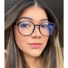 ARMAÇÃO DE OCULOS PRETA REDONDA LENTES COM PROTEÇÃO PARA OS OLHOS CONTRA LUZ AZUL.