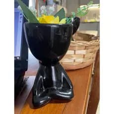 Vaso Decorativo Boneco Bob/ Robert Plant Preto-Vaso Decorativo para Suculentas ou Plantinas