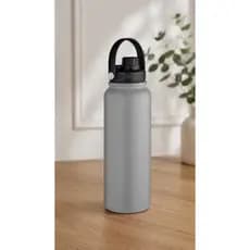 Garrafa Parede Dupla com Alça 1,1L em Aço Inox Cinza