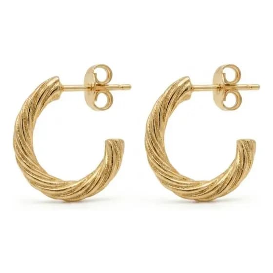 Brinco Argola Torcida Pequena Banhado Ouro 18k Antialergico Elegante