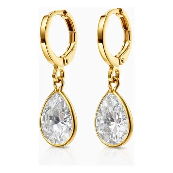 Brinco Banhado A Ouro 18k Argola Com Pingente Em Gota Luxo