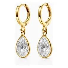 Brinco Banhado A Ouro 18k Argola Com Pingente Em Gota Luxo