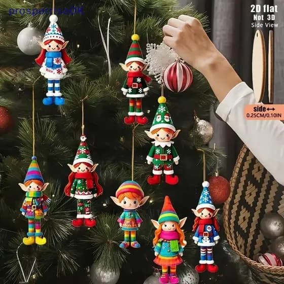 [newpros] 8 Unidades/Conjunto Pingentes De Madeira De Natal Para Meninas Oranment De Árvore De 2026 Noel Navidad Decoraç